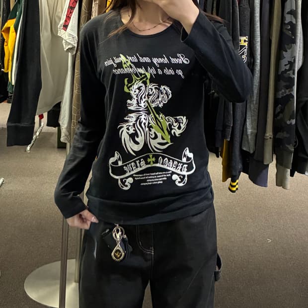 M)Japanese vintage 여성 프린팅 롱슬리브