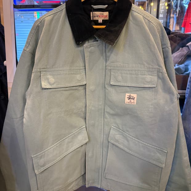 스투시 워시드 캔버스 샵 자켓 라이트 블루