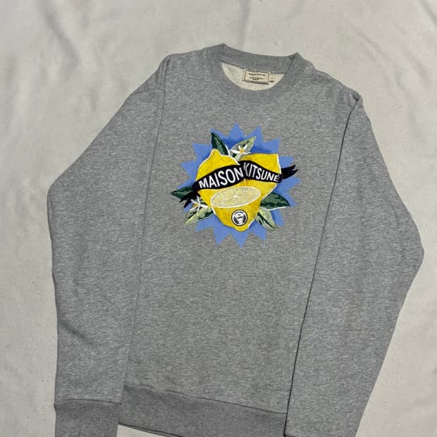 S 메종키츠네 레몬 크루넥 그레이 맨투맨