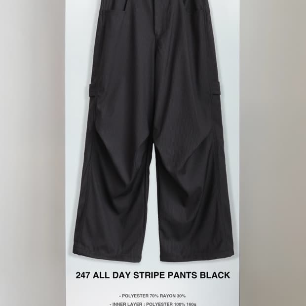 (구매) kamien all day stripe pants black