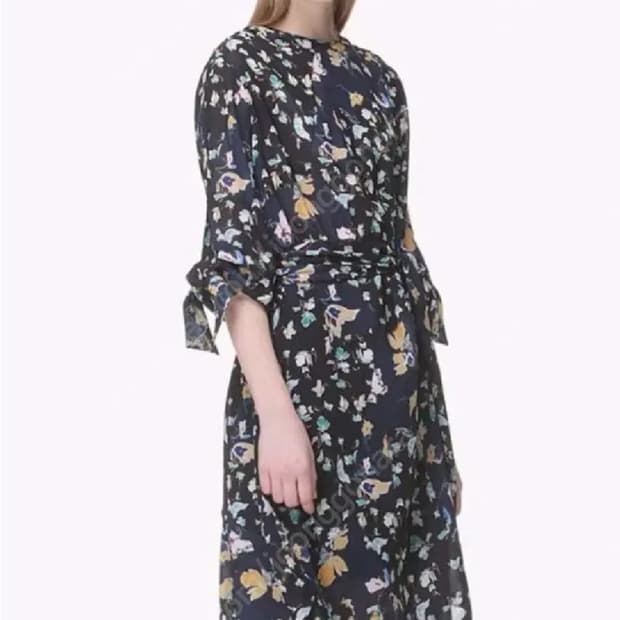 타임 플로럴 소매스트랩 원피스(봄, 가을용)55사이즈