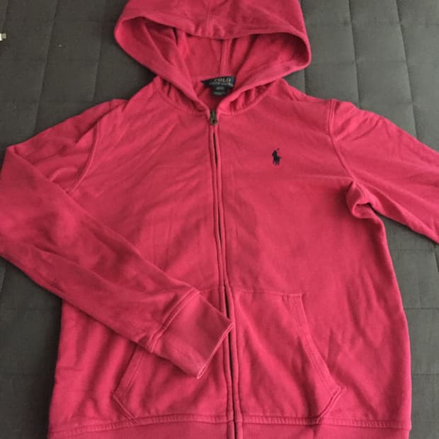 폴로 핑크 후드집업