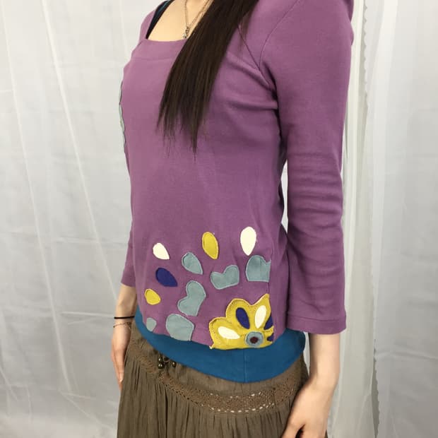 'Jocomomola' Purple Flower Applique Top
