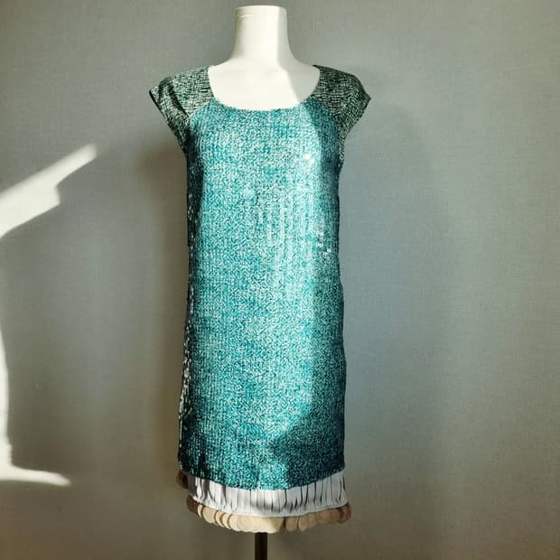 오즈세컨 비즈 스팽글 원피스 (44~마른55/표기0) 상태깨끗