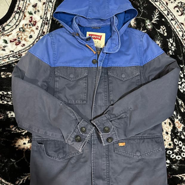 리바이스 후드 워크 자켓 블루 그레이