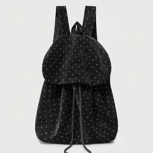 에이블리 지그재그 빈티지 모리걸 블랙 도트 스트링 백팩 모리 가방
