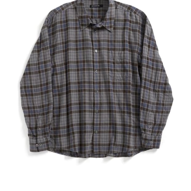해칭룸 클래식 셔츠 오버 다이드 체크 스카이블루 브라운 3사이즈