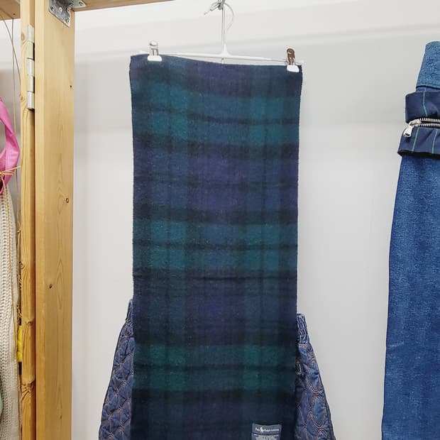 폴로 랄프로렌 체크 머플러 그린 네이비