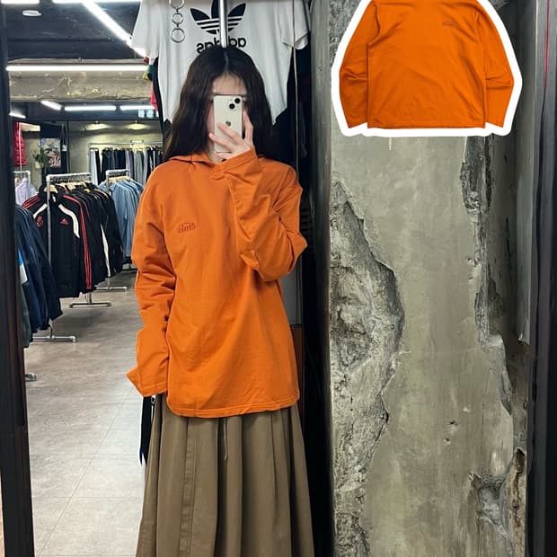 이미스 후드 긴팔티 오렌지 M #csz2446
