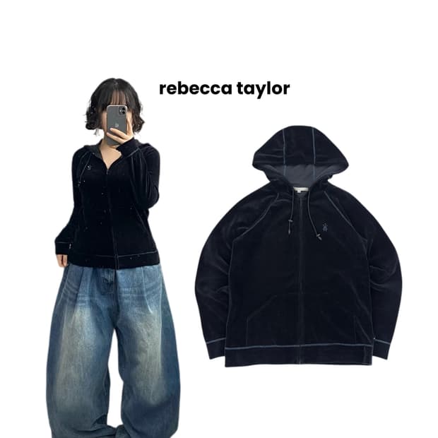 rebecca taylor 제팬 Y2K 벨벳 딱붙 후드집업