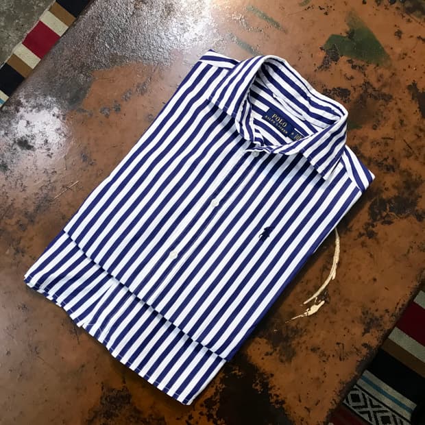 폴로랄프로렌 블루 스트라이프 셔츠 원피스 여성 55 66