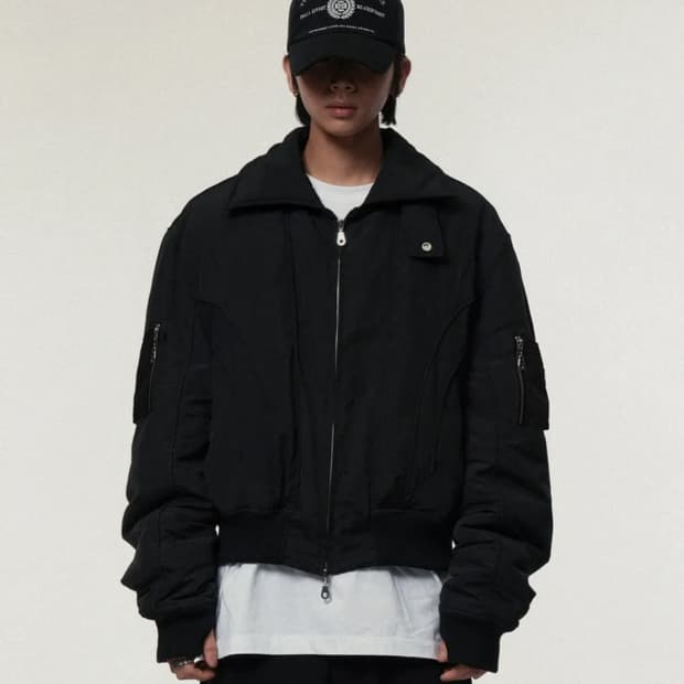 아이돈워너셀 IDWS 솔리드 하이넥 ma-1 블랙 ma1 마원 항공점퍼