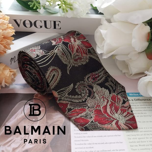 발망 실크 블랙 플라워 아트 자카드 넥타이 9.6cm A+등급 K1603