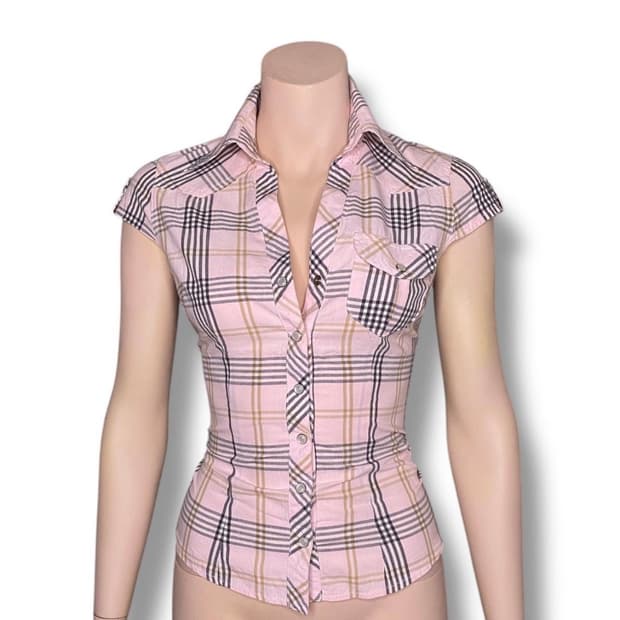 빈티지 체크 반팔 셔츠