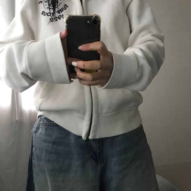 홀리스터 화이트 하이넥 후드집업