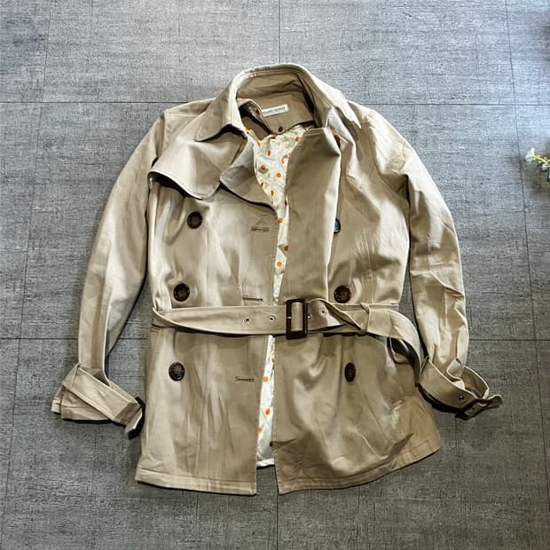 일본판 Islandshower 긱시크보헤미안 모리걸 도트 트렌치코트