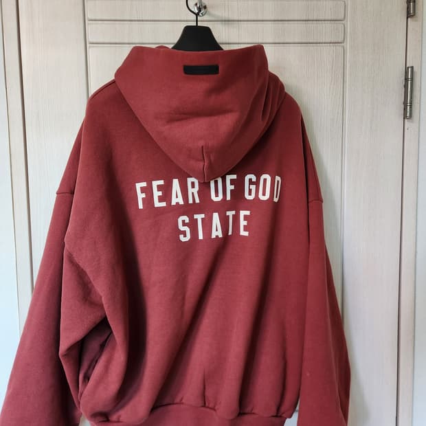 에센셜 피어오브갓 FOG 후드집업 크림슨 풀 집 후드