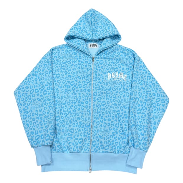 프라임멤버스 레오파드 후드집업 자켓 블루