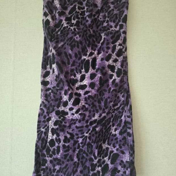 퍼플 레오파드 튜브 미니 원피스