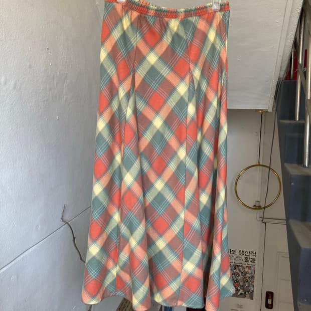 솜사탕 빈티지 체크 롱 스커트