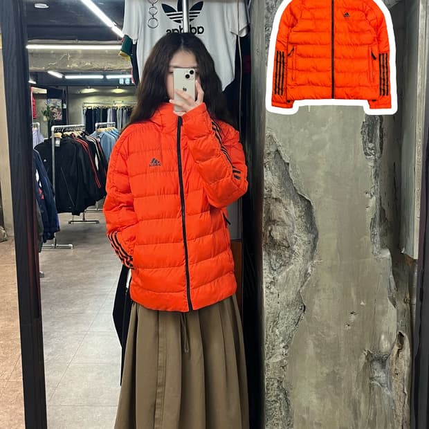 아디다스 후드 패딩 자켓 오렌지 M #csz2477