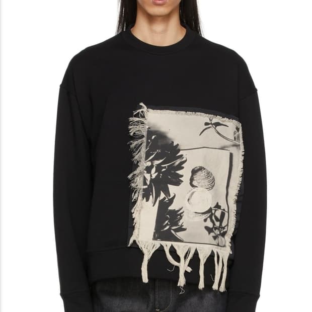 질샌더 그래픽 패치워크 프린지 맨투맨