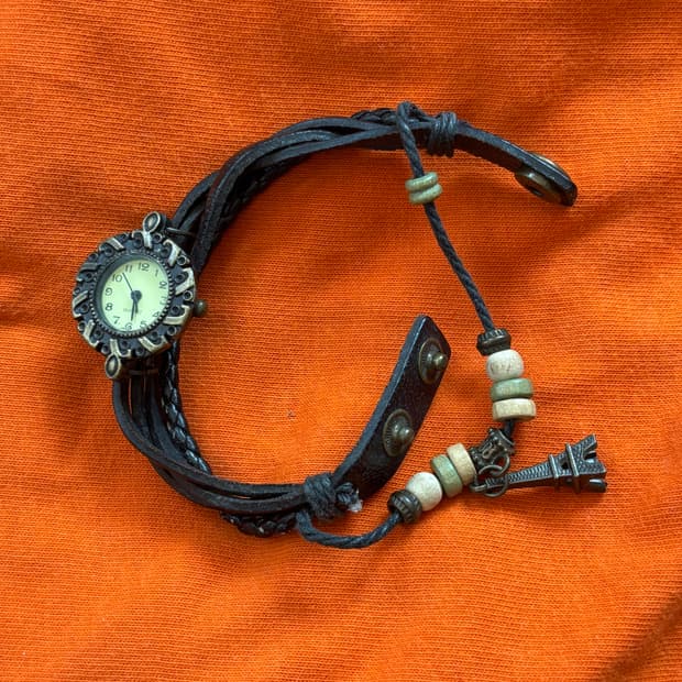 vintage leather wrap bracelet watch