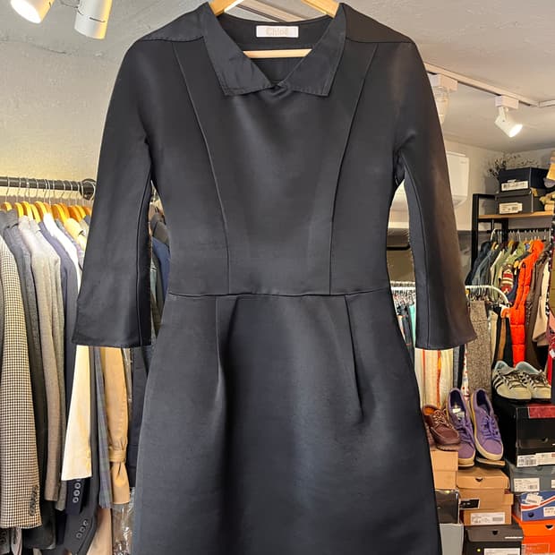 끌로에 블랙 핀턱 미디 원피스 (프랑스제)