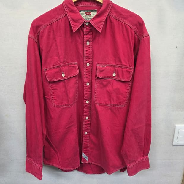 리바이스 빈티지 웨스턴 스티치 코튼 핑크 셔츠긴팔 xl 오버핏 