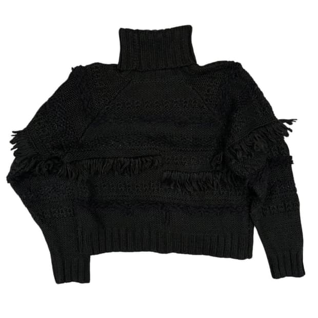 빈티지 그런지 블랙 디테일 터틀넥 스웨터