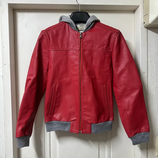 Italy hooded leather jacket