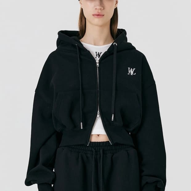 우알롱 크롭 후드집업 XS 상태 9.5/10