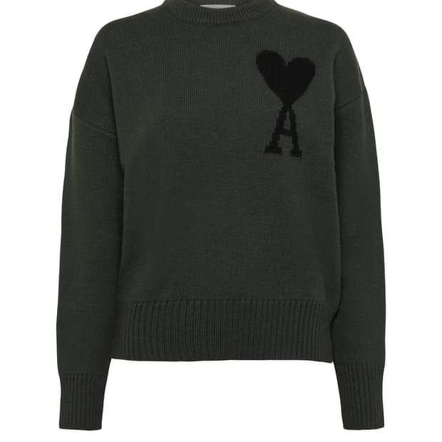[XS,S] 아미 빅 하트 로고 안타르시아 스웨터 니트 다크 그린
