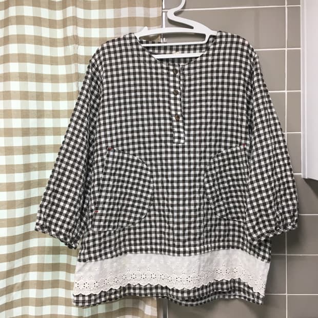 빈티지 모리걸 체크 블라우스
