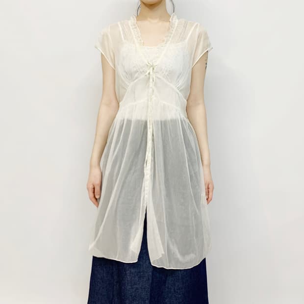 QUALITE NOTE 레이스 시스루 슬립