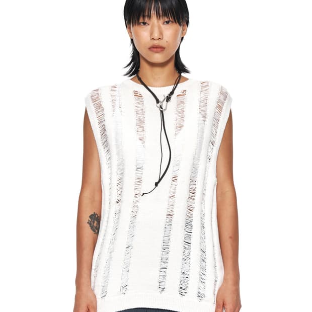 마뗑킴 CROCHET KNIT VEST IN IVORY 니트 베스트