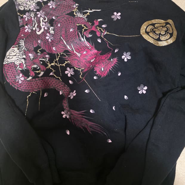 일본 빈티지 용 벚꽃 자수 맨투맨 (올드스쿨/이레즈미 스타일)