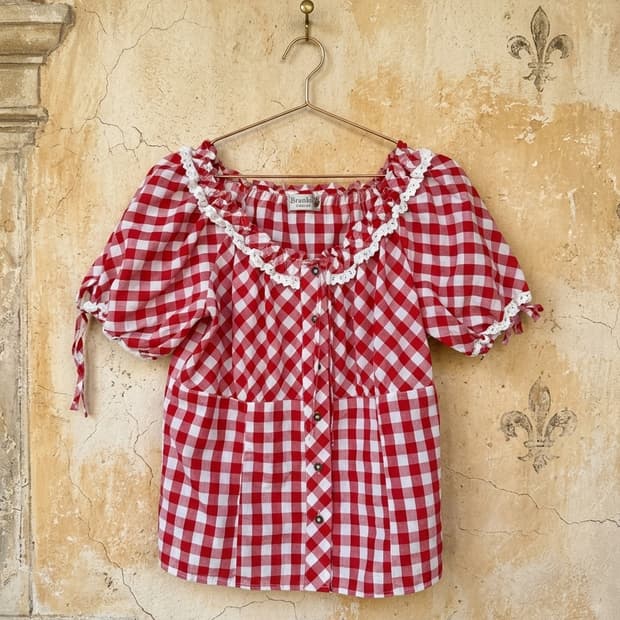 Brandl Tracht 체크 블라우스