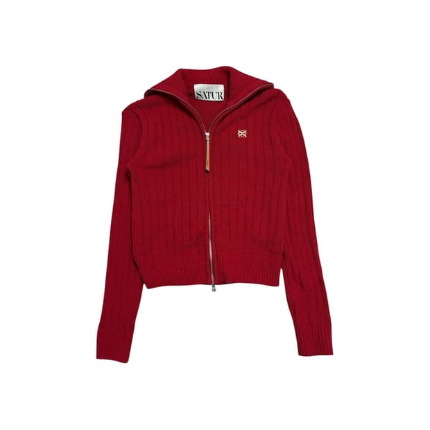 세터 니트 투웨이 집업 레드