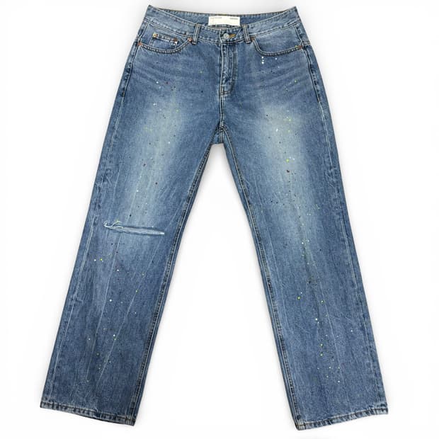 48 페이탈리즘 연청 페인트 디스트로이드 데님팬츠