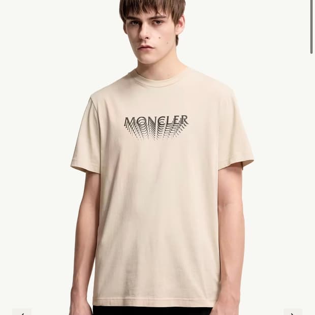 새상품 몽클레어 몽클레르 로고 코튼 저지 티셔츠 L 라이트베이지