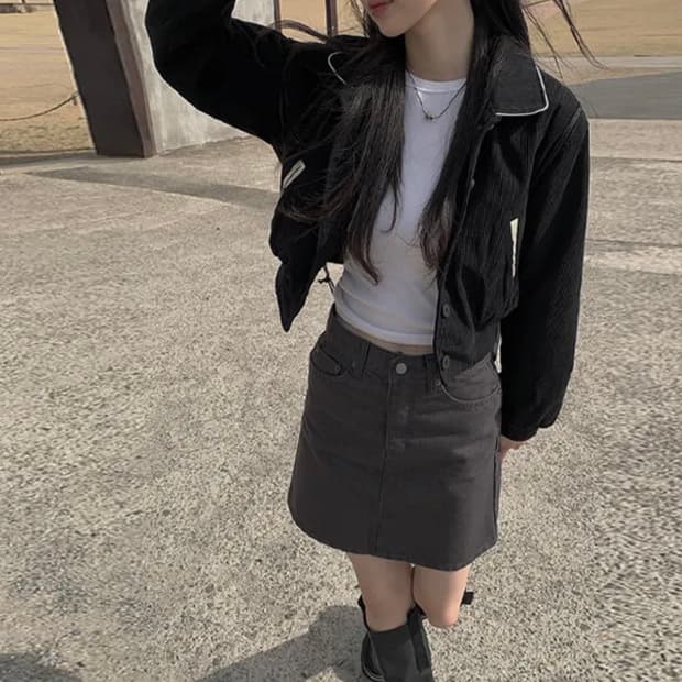 애니원모어 유영 바시티 자켓