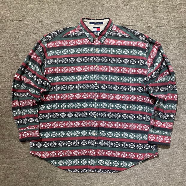 (XL) Tommy 타미힐피거 패턴 웨스턴 셔츠