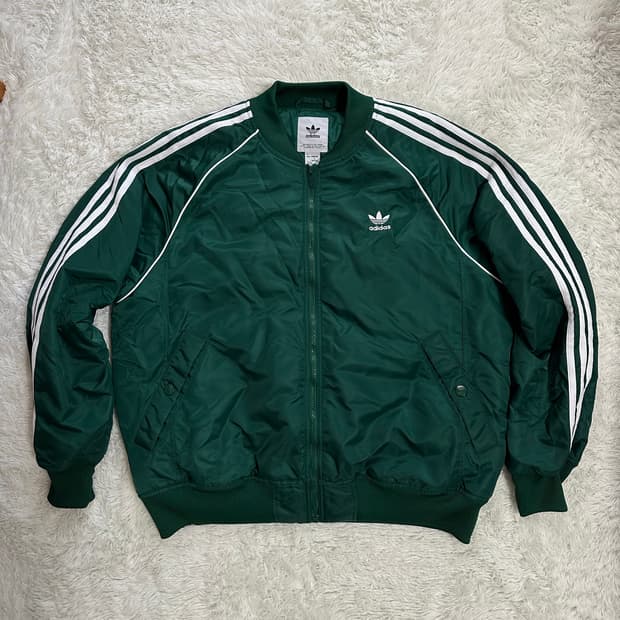 아디다스 녹색 3선 트랙 자켓 XL