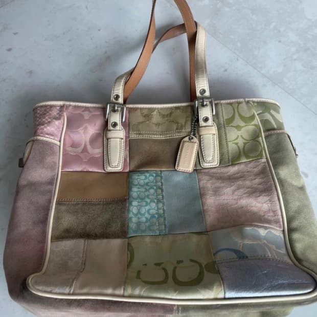 코치 패치워크 토트백