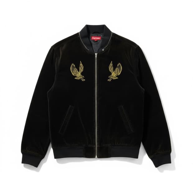슈프림 14FW 벨벳 봄버 자켓 L