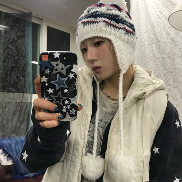 빈티지 방울 니트 모자 