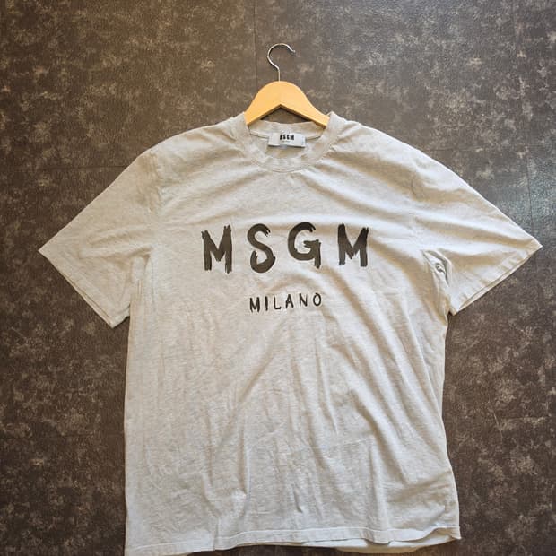 MSGM 밀라노 로고 반팔 티셔츠 그레이