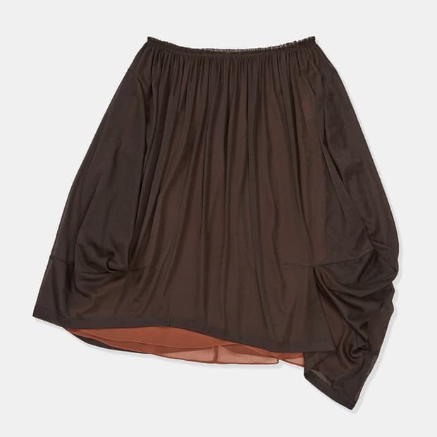 DOUBLE LAYERED VOLUME SKIRT (BROWN)