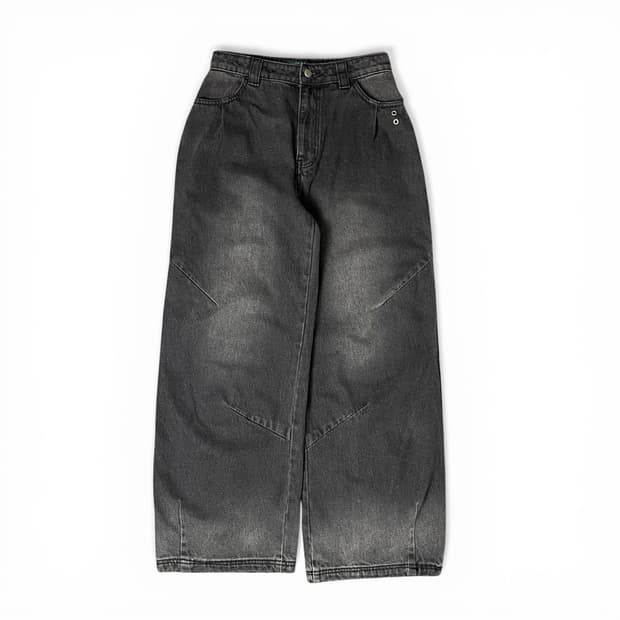 (27)  더콜디스모먼트 블랙 절개 라인 워싱 데님 팬츠 S